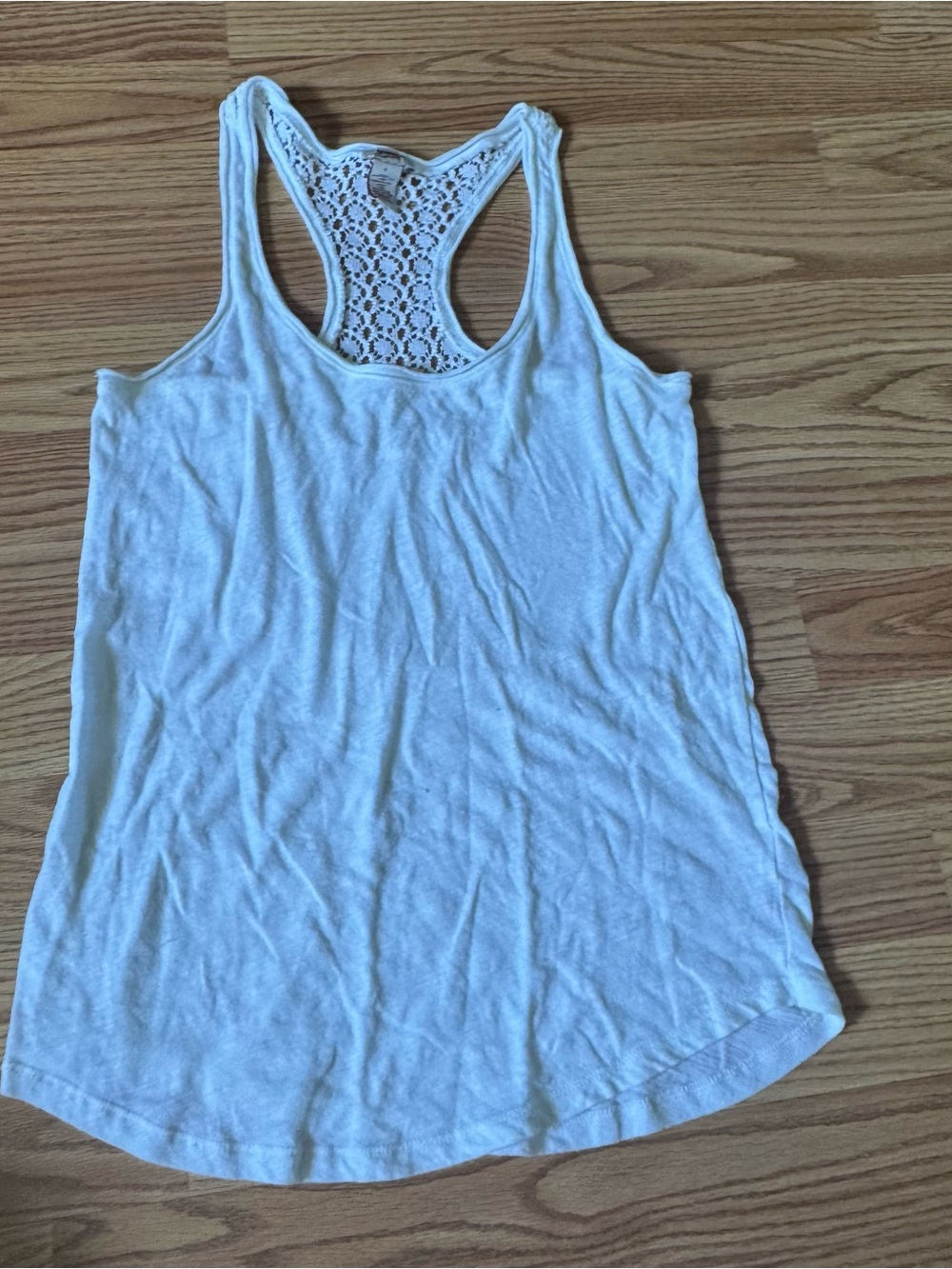 Arizona Jean Company White Crochet Back Racerback Tank